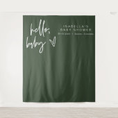 MARLO Boho Hello Forest Green Baby Shower Tapestor Wandteppich (Vorderseite)