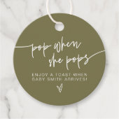 MARLO Boho Olive Green Pop, wenn sie Pop Dusche Geschenkanhänger (Vorderseite)