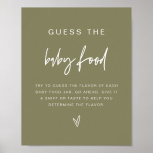 MARLO Boho Olive Green rät das Baby Food Game Poster