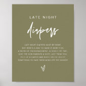 MARLO Boho Olive Green Spate Night Diapers Game Poster (Vorne)