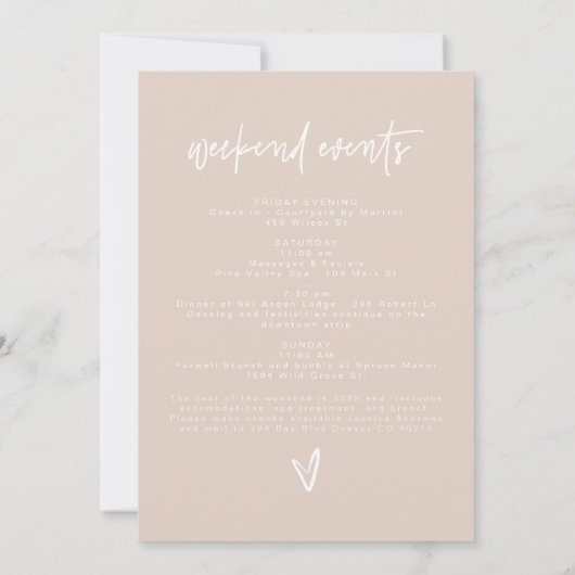 MARLO Boho Rosa Betrunken in Liebe Bachelorette Einladung (Rückseite)