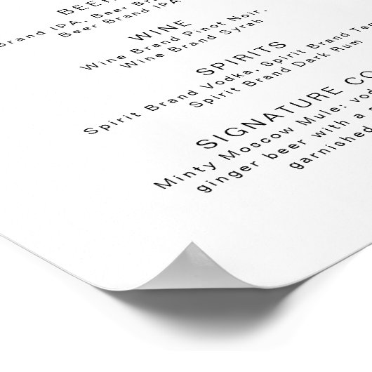 MARLO Bold Contemporary Let's Drink Bar Menu Post Poster (Ecke)