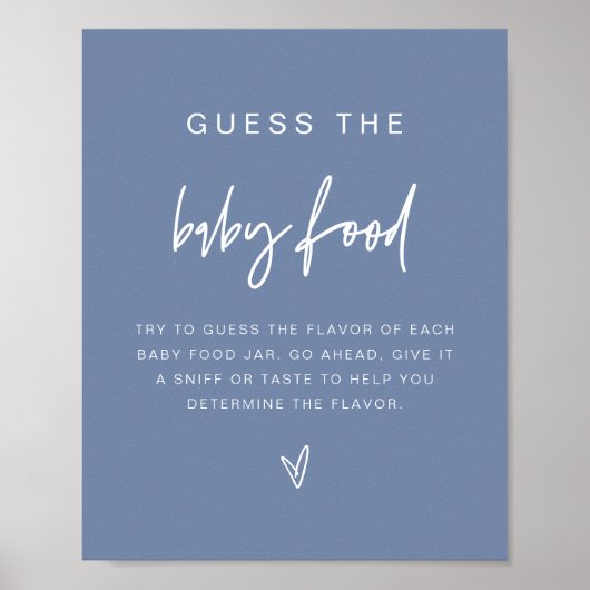 MARLO Dusty Blue Boho Raten Sie das Baby Food Game Poster (Vorne)