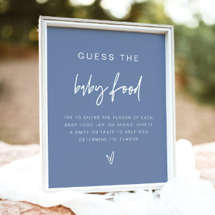 MARLO Dusty Blue Boho Raten Sie das Baby Food Game Poster
