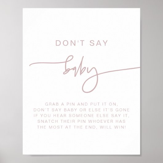 MARLO Dusty Rose Pink Boho Sage kein Baby-Zeichen Poster (Vorne)