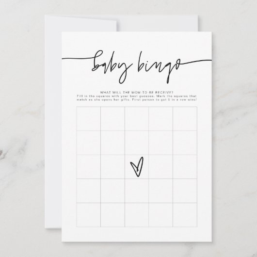 MARLO kühne moderne Baby Dusche Bingo Spiel in Einladung (Vorderseite)