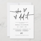 MARLO Minimalistisch Heart Foto Sie tat es Abschlu Einladung (Vorderseite)