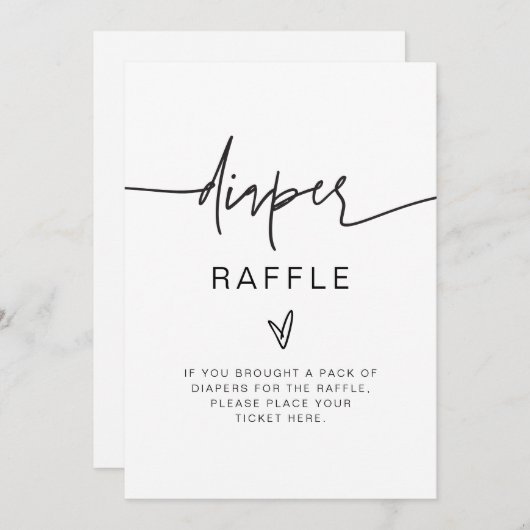 MARLO Modern Bohemisch Diaper Raffel Game Sign Einladung (Vorne/Hinten)