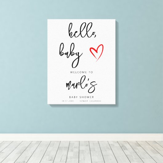 MARLO Modern Bohemisch Hello Baby Leinwanddruck (Insitu (Holzboden))