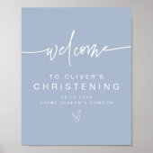 MARLO Modern Boho Dusty Blue Christening Willkomme Poster (Vorne)