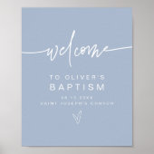 MARLO Modern Boho Dusty Blue Taufe Willkommen Poster (Vorne)