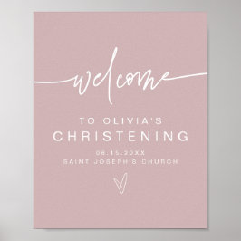 MARLO Modern Boho Dusty Rose Christening Willkomme Poster