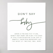 MARLO Modern Boho Forest Green sagt kein Baby-Zeic Poster (Vorne)