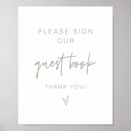 MARLO Modern Boho Sage Green Guestbook Zeichen Poster (Vorne)