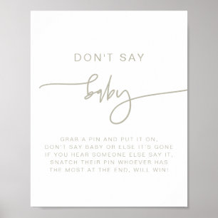 MARLO Modern Boho Sage Green sagt kein Baby-Zeiche Poster