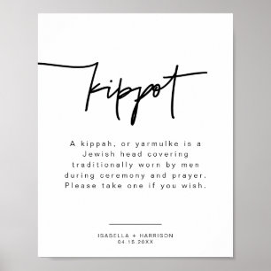 MARLO Modern Bold Kippot Kippah Wedding Poster