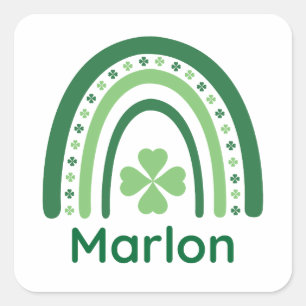 Marlon Name Clover Boho Regenbogen Quadratischer Aufkleber