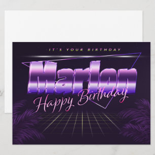 Marlon Name Vorname lila retro Karte Geburtstag