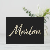 Marlon Name white gold Handwriting Karte (Stehend Vorderseite)