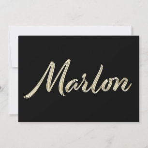 Marlon Name white gold Handwriting Karte
