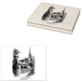 Marlow Church and Bridge Sketch Gummistempel