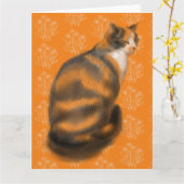 Marmalade Katze mit blumengeschmücktem Hintergrund Karte (Gelbe Blume)