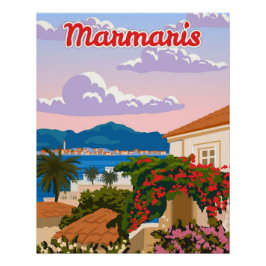 Marmaris Sehenswürdigkeit, Kurort Türkei, Retro-Po Poster