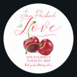 Marmelade mit Liebe Kirschfrucht verpackt | Hochze Runder Aufkleber<br><div class="desc">Ganze süße Kirschen.</div>