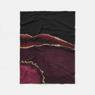 Marmer Achat Chic Schwarz Violett Gold Glitter Fleecedecke