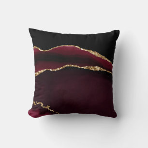 Marmer Achat Chic Schwarz Violett Gold Glitter Kissen