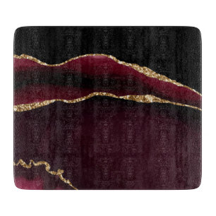 Marmer Achat Chic Schwarz Violett Gold Glitter Schneidebrett