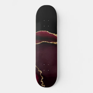 Marmer Achat Chic Schwarz Violett Gold Glitter Skateboard