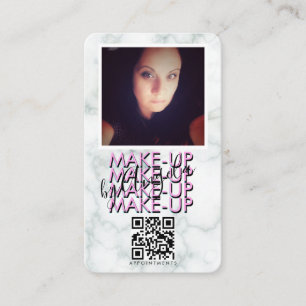 Marmer-Make-up-Salon QR-Code Foto Pink Schwarz Visitenkarte