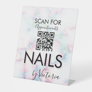 Marmer-Nagelsalon-Termin-QR-Code Sockelschild