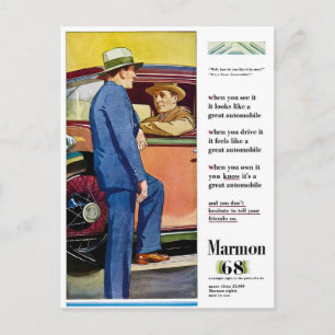 Marmon 68 - Vintage Automobilwerbung Postkarte