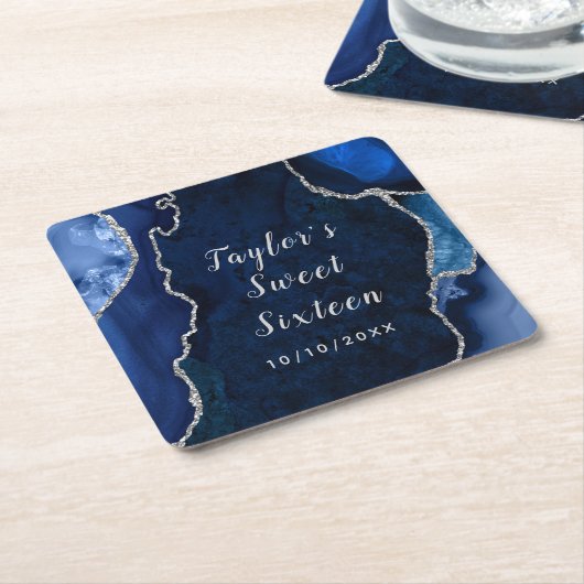 Marmor 16 . Geburtstag Rechteckiger Pappuntersetzer (angewinkelt)