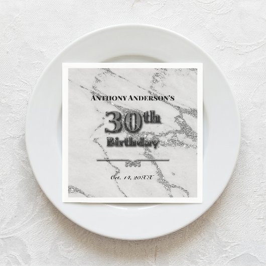 Marmor 30. Geburtstags-Party Serviette