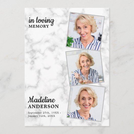 Marmor 3-Foto-Reihenfolge Dienstdenkmal Beerdigung Programm (Vorderseite)