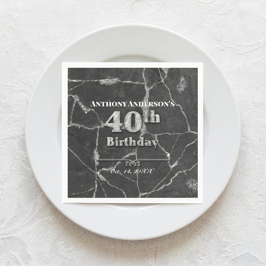 Marmor 40. Geburtstags-Party Serviette