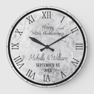 Marmor 40. Hochzeitstag Personalisiert Große Wanduhr