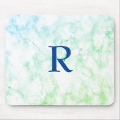Marmor Abstrakt Blue Green White Monogram Ombre Mousepad (Vorne)
