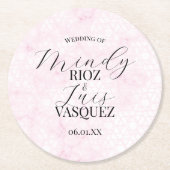 Marmor Abstrakt Rosa Hochzeit Skript Schwarz  Runder Pappuntersetzer (Vorderseite)