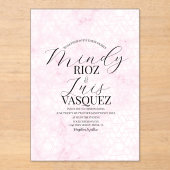 Marmor Abstrakt Rosa Hochzeitsskript Schwarz Acryleinladungen (Vorderseite)