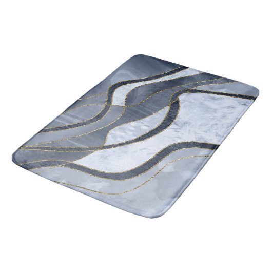 Marmor Achat Gold Glam 8 - Landschaft Badematte (Schrägansicht)