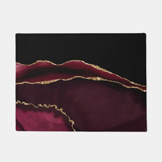 Marmor Agate Chic Black Lila Gold Glitzer Fußmatte (Vorderseite)