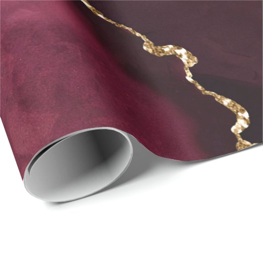 Marmor Agate Chic Black Lila Gold Glitzer Geschenkpapier (Rolleneckpunkt)