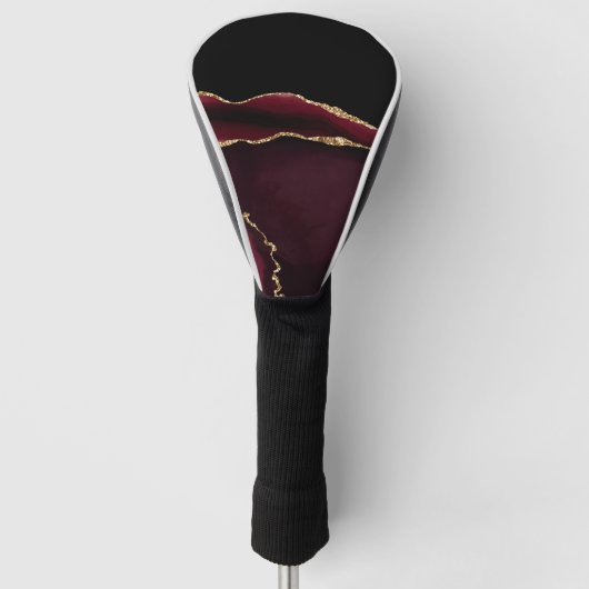 Marmor Agate Chic Black Lila Gold Glitzer Golf Headcover (Vorderseite)