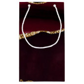 Marmor Agate Chic Black Lila Gold Glitzer Kleine Geschenktüte (Rückseite)