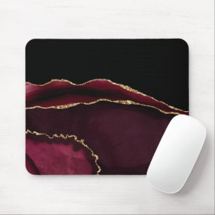 Marmor Agate Chic Black Lila Gold Glitzer Mousepad