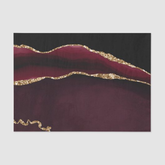 Marmor Agate Chic Black Lila Gold Glitzer Seidenpapier (Vorderseite)